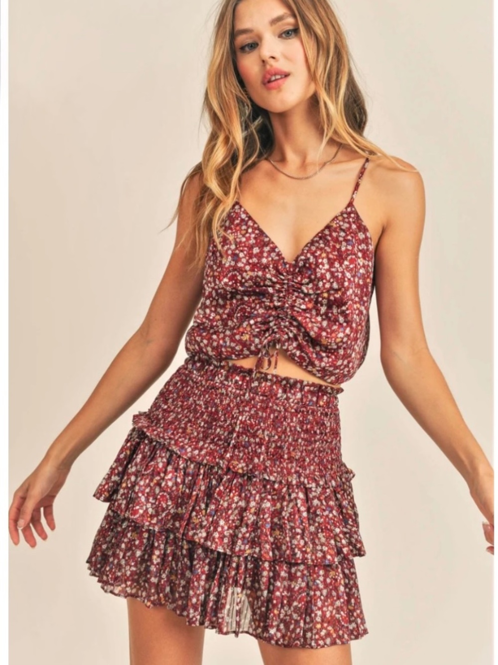 NWT RESET BY JANE BLAZE FLORAL RUFFLE SKIRT SETBS